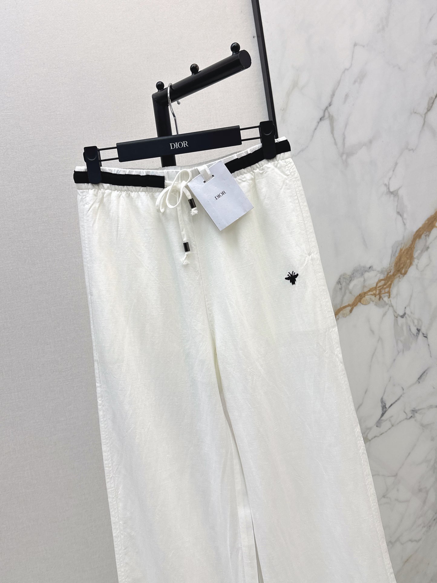 26ss Color-block elastic waist straight pants