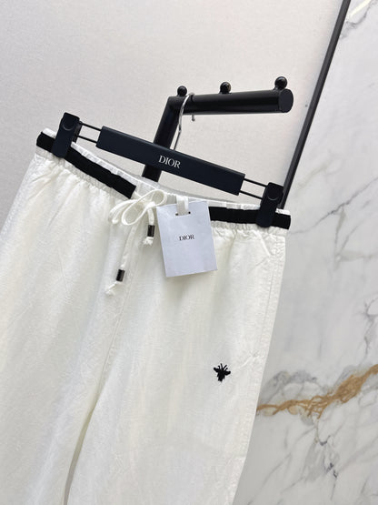 26ss Color-block elastic waist straight pants