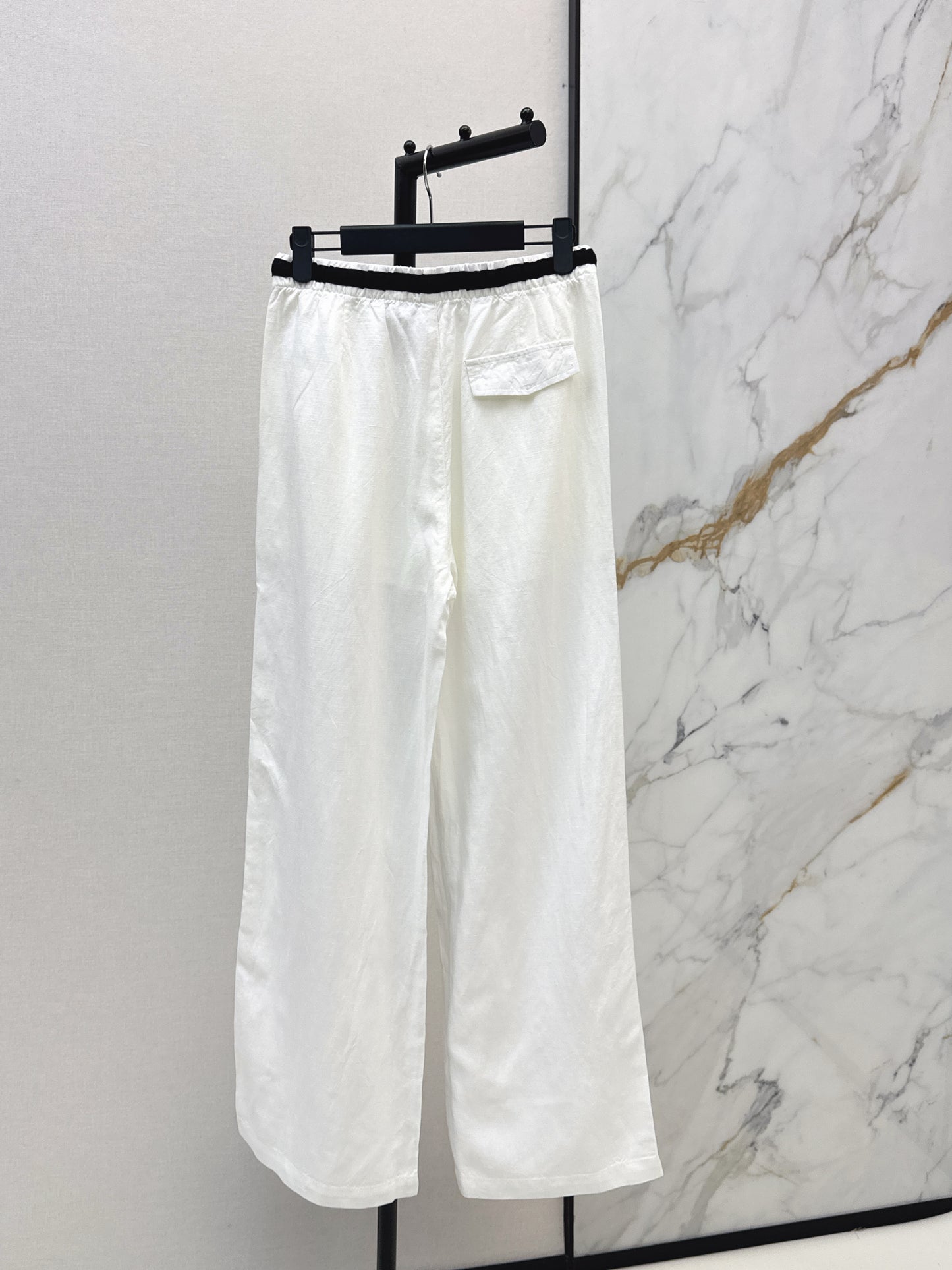 26ss Color-block elastic waist straight pants