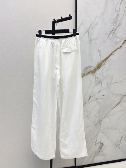 26ss Color-block elastic waist straight pants
