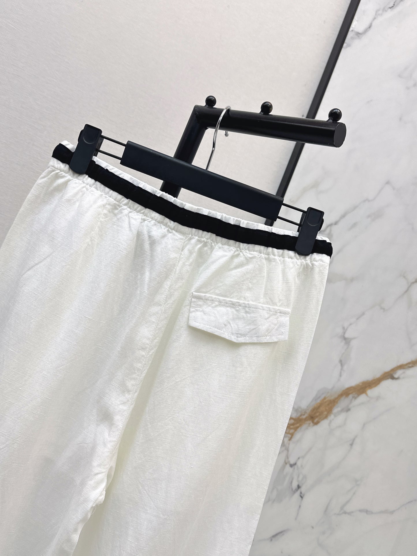 26ss Color-block elastic waist straight pants