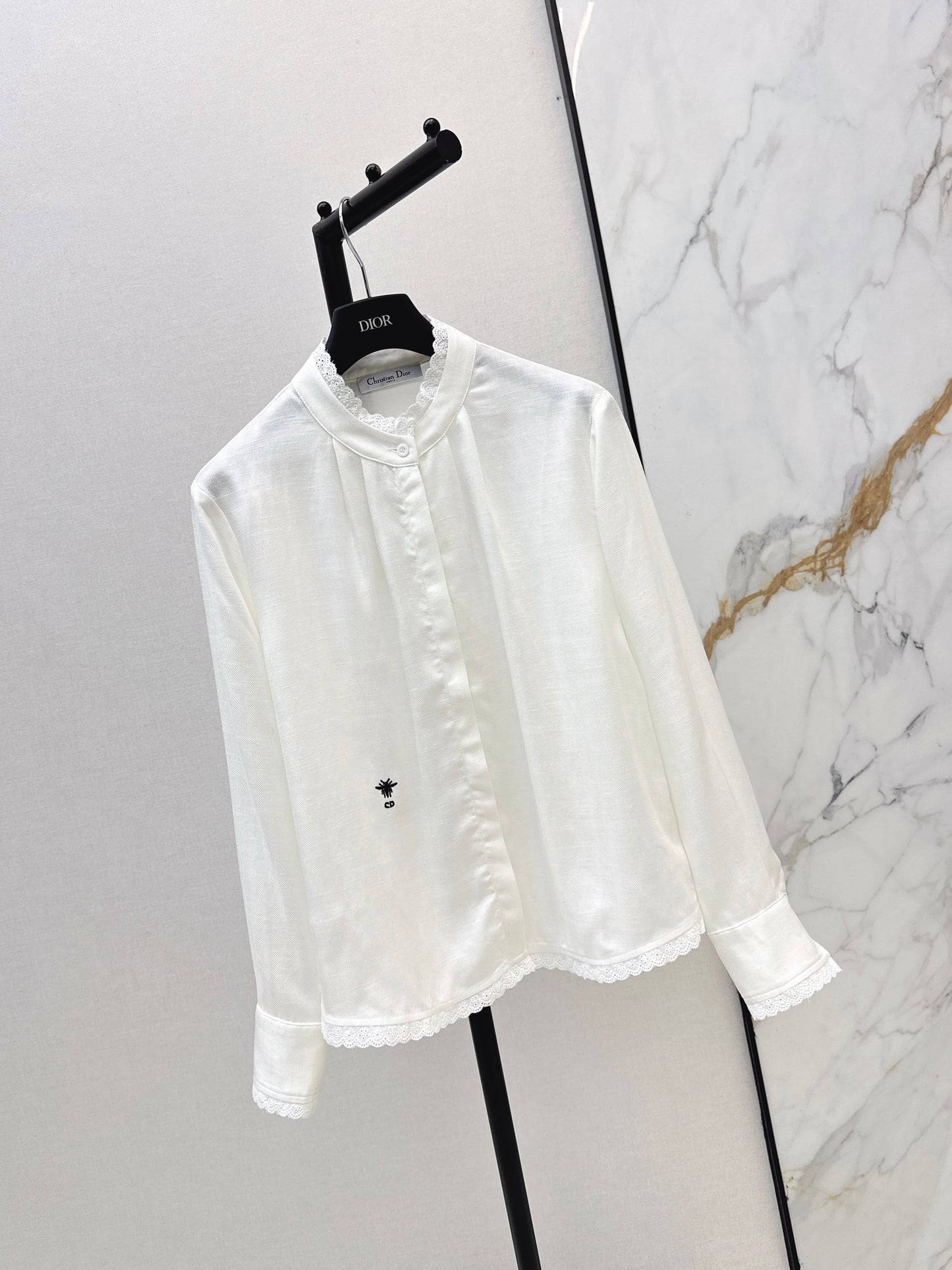 26ss Embroidered Decorative Stand Collar Shirt