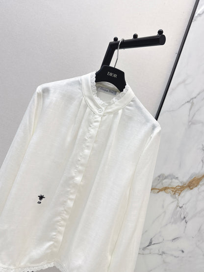 26ss Embroidered Decorative Stand Collar Shirt