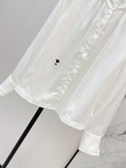 26ss Embroidered Decorative Stand Collar Shirt