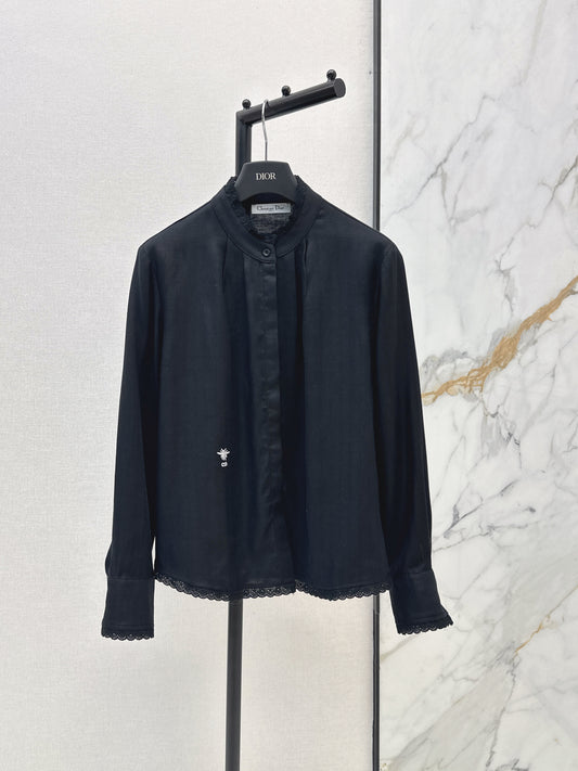 26ss Embroidered Decorative Stand Collar Shirt