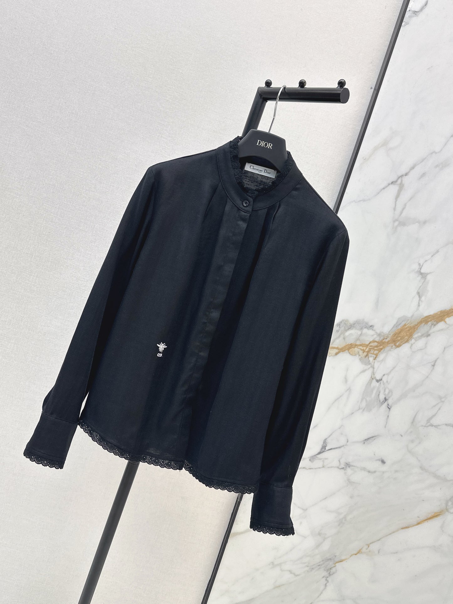 26ss Embroidered Decorative Stand Collar Shirt