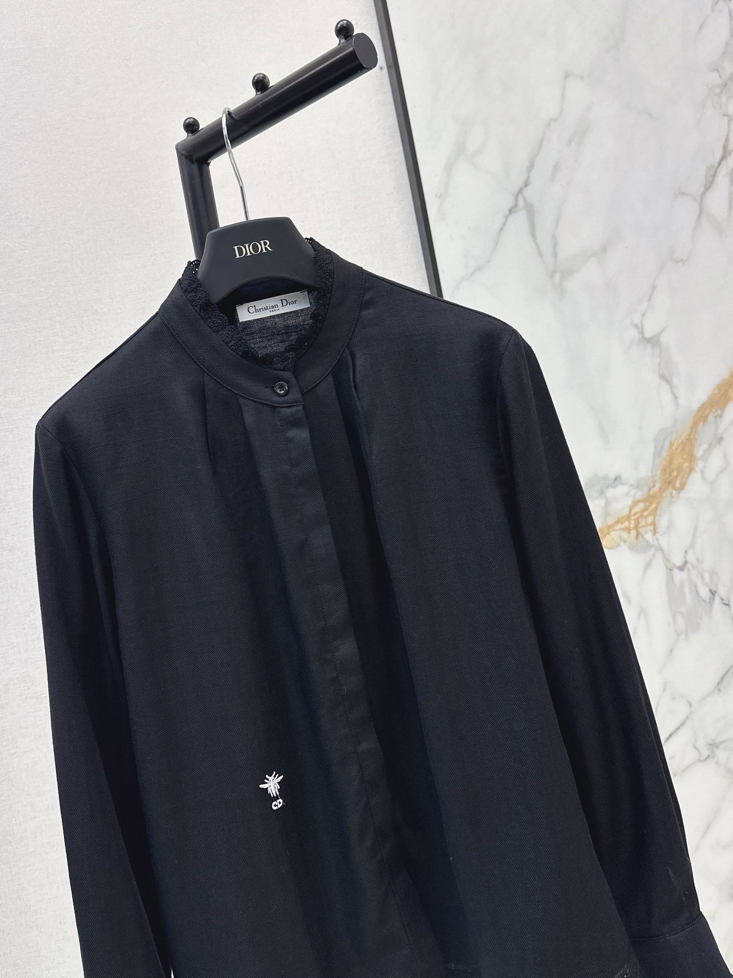 26ss Embroidered Decorative Stand Collar Shirt