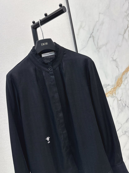 26ss Embroidered Decorative Stand Collar Shirt