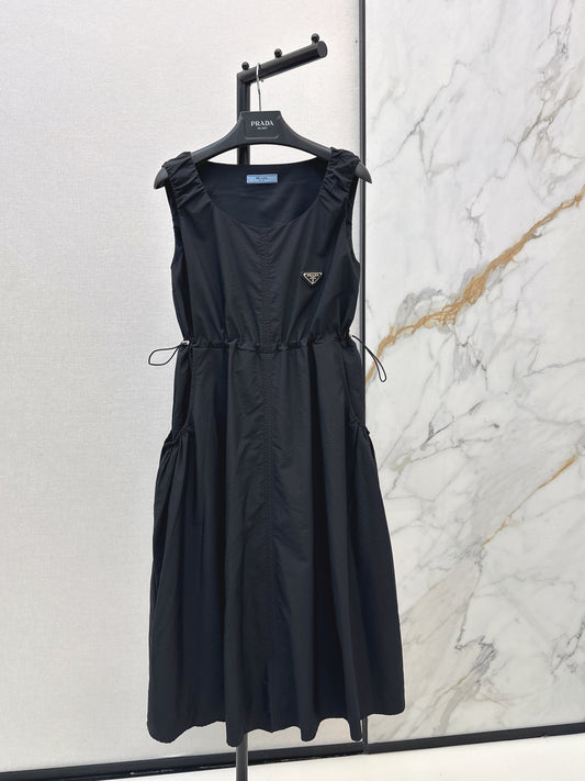 26ss Triangle Logo Decorative Nylon Dress