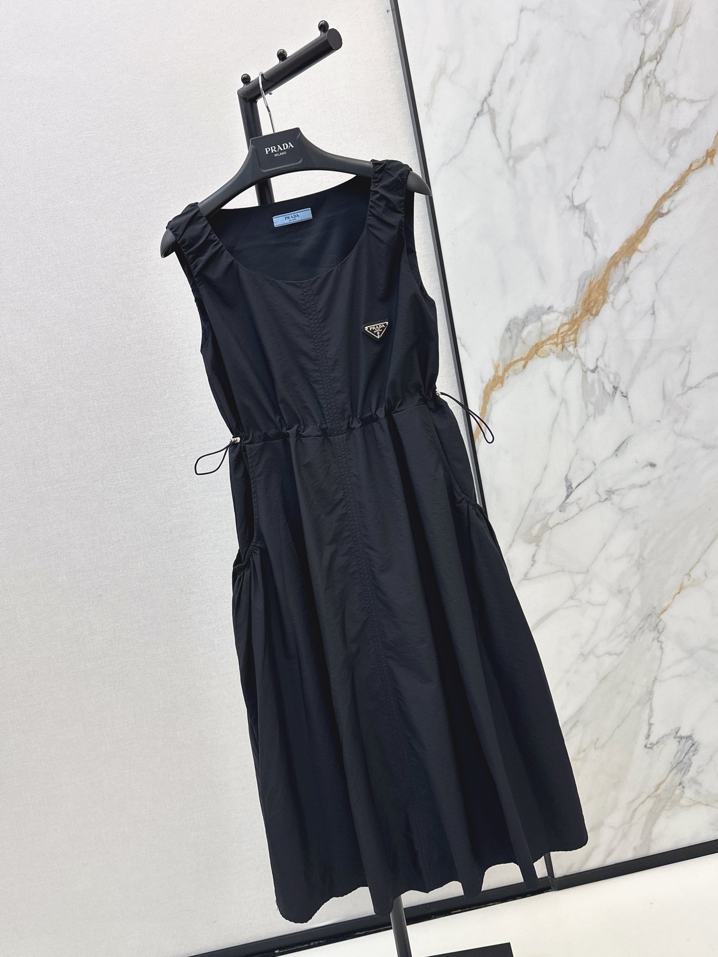 26ss Triangle Logo Decorative Nylon Dress