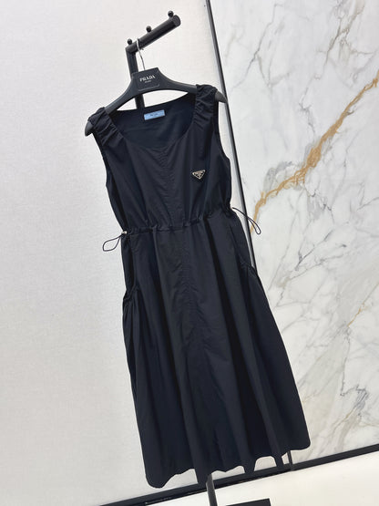 26ss Triangle Logo Decorative Nylon Dress