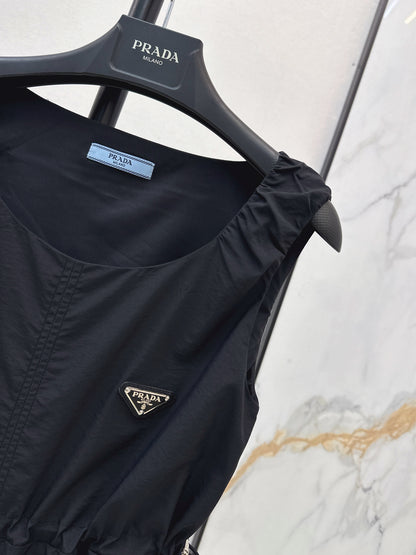 26ss Triangle Logo Decorative Nylon Dress