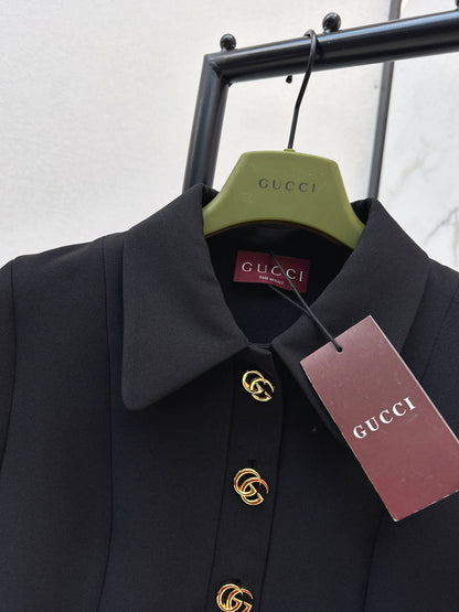 26ss Hardware Decorative Lapel Dress