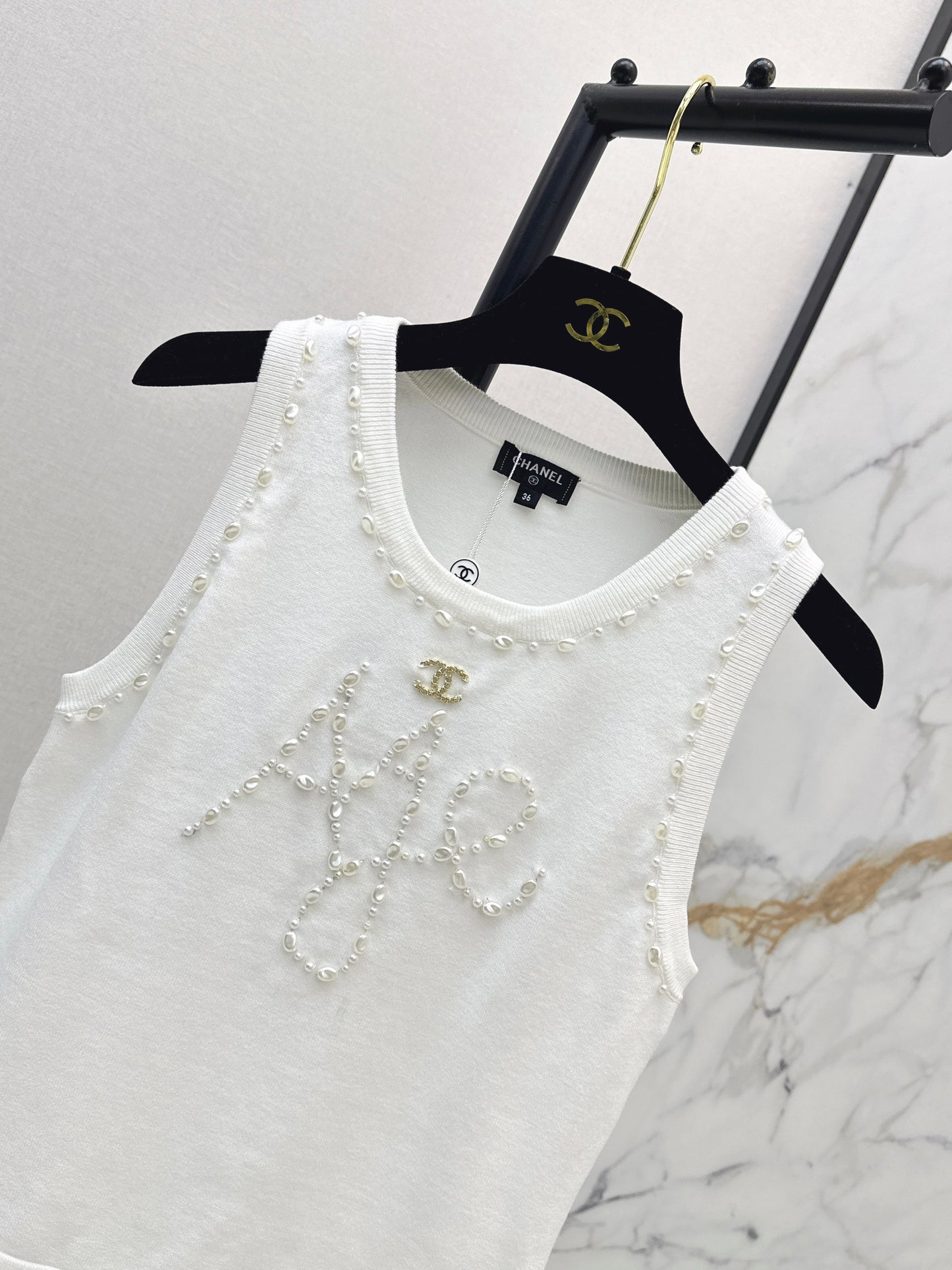 26ss Beaded Embellished Knit Vest