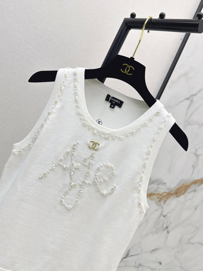 26ss Beaded Embellished Knit Vest