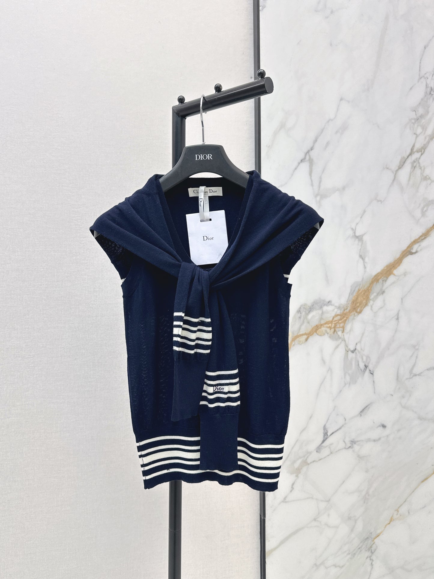26ss Navy-style temperament faux layered vest