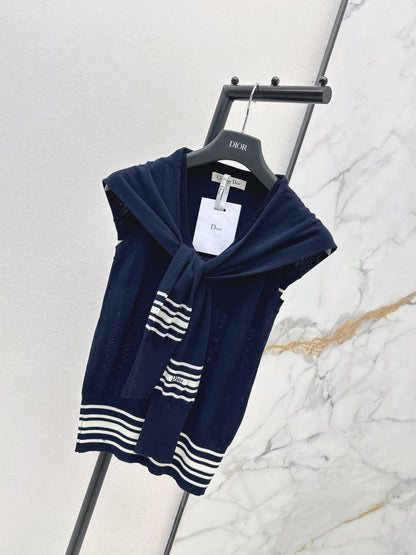 26ss Navy-style temperament faux layered vest