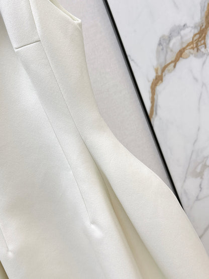 26ss Solid Color Waist-Cinching Dress