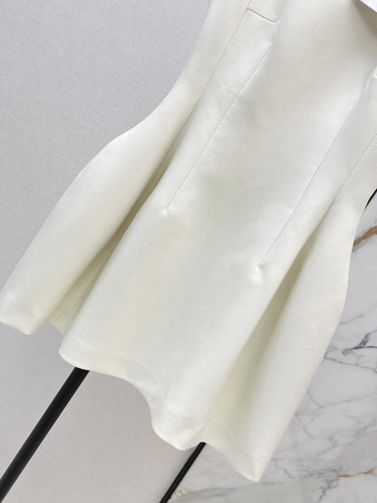 26ss Solid Color Waist-Cinching Dress