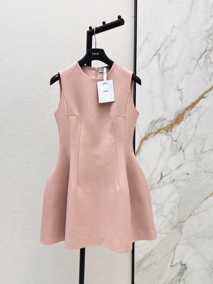 26ss Solid Color Waist-Cinching Dress