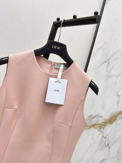 26ss Solid Color Waist-Cinching Dress