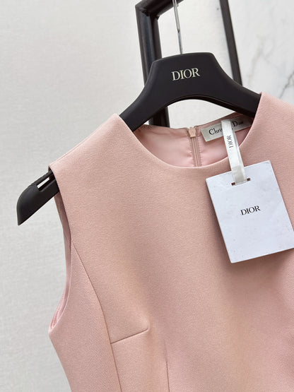26ss Solid Color Waist-Cinching Dress