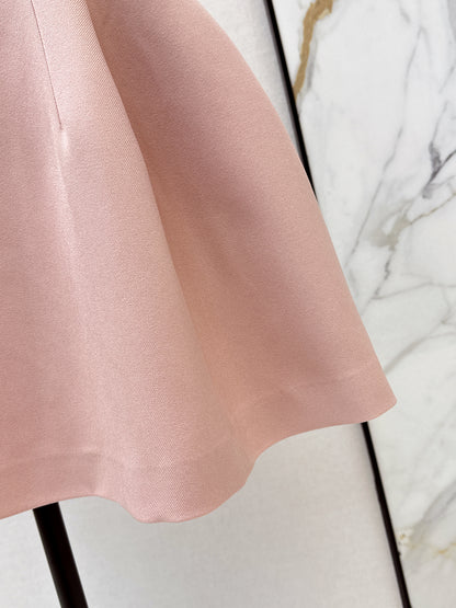 26ss Solid Color Waist-Cinching Dress