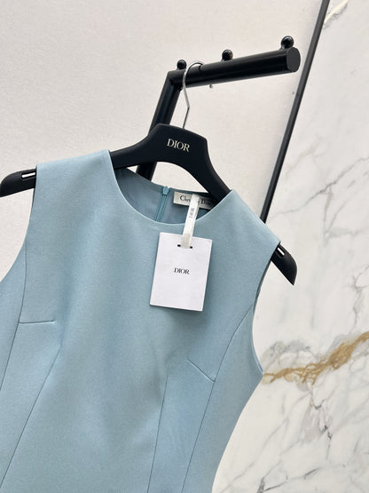 26ss Solid Color Waist-Cinching Dress