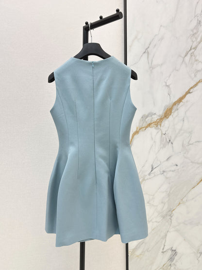 26ss Solid Color Waist-Cinching Dress