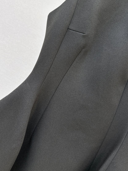 26ss Solid Color Waist-Cinching Dress