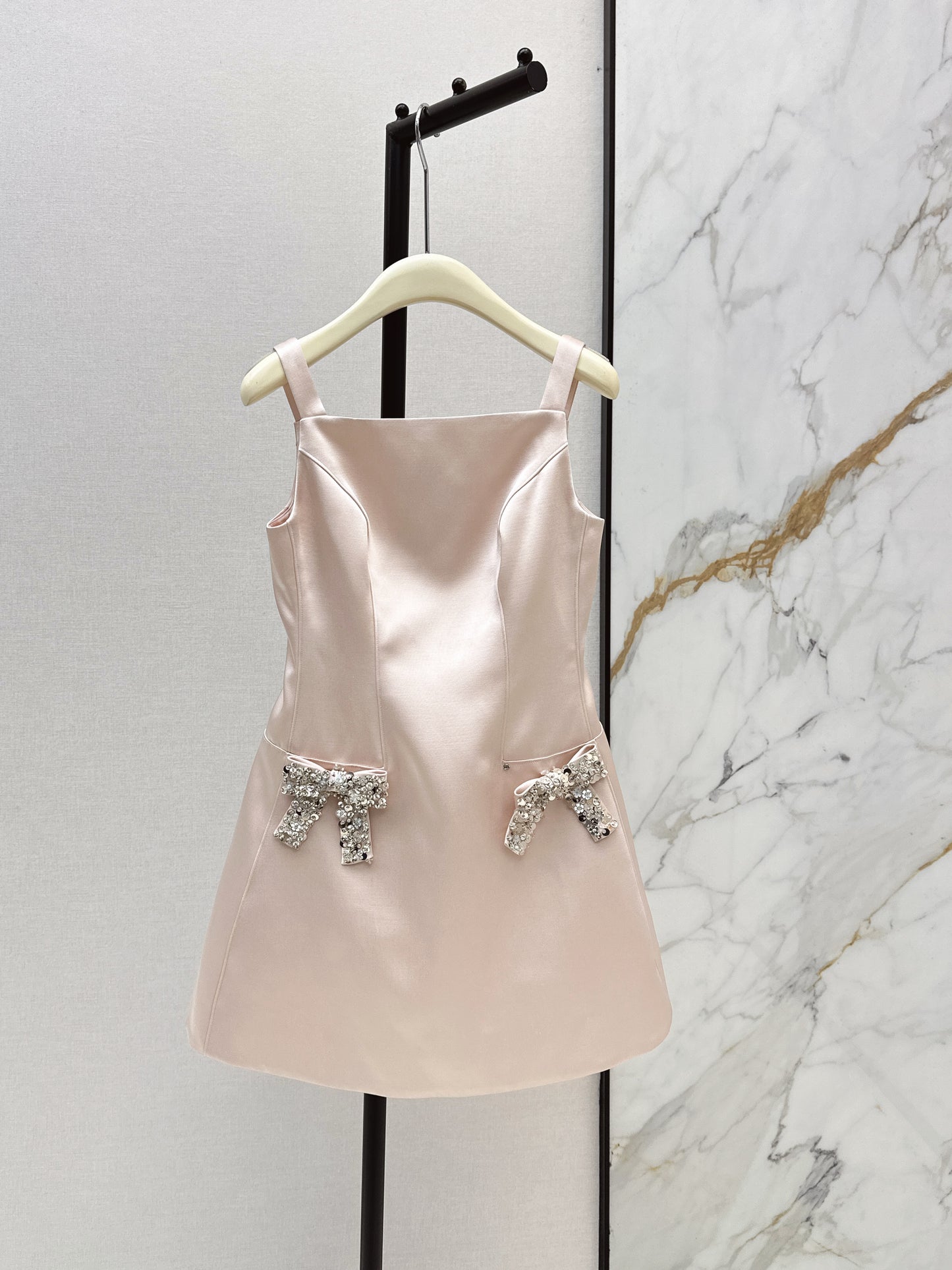 26ss Satin Spaghetti Strap A-Line Dress