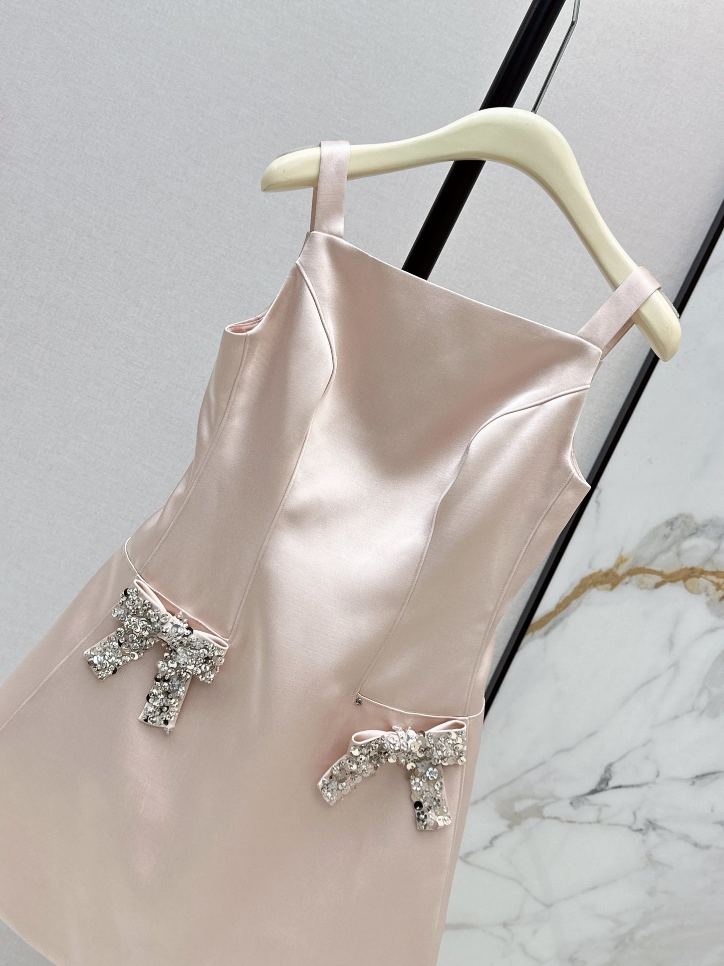 26ss Satin Spaghetti Strap A-Line Dress