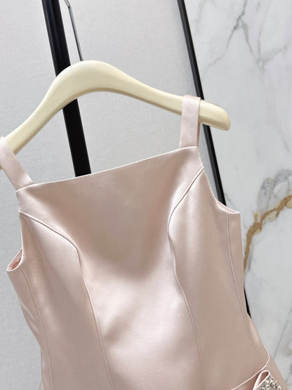 26ss Satin Spaghetti Strap A-Line Dress