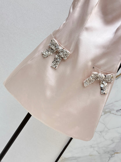 26ss Satin Spaghetti Strap A-Line Dress