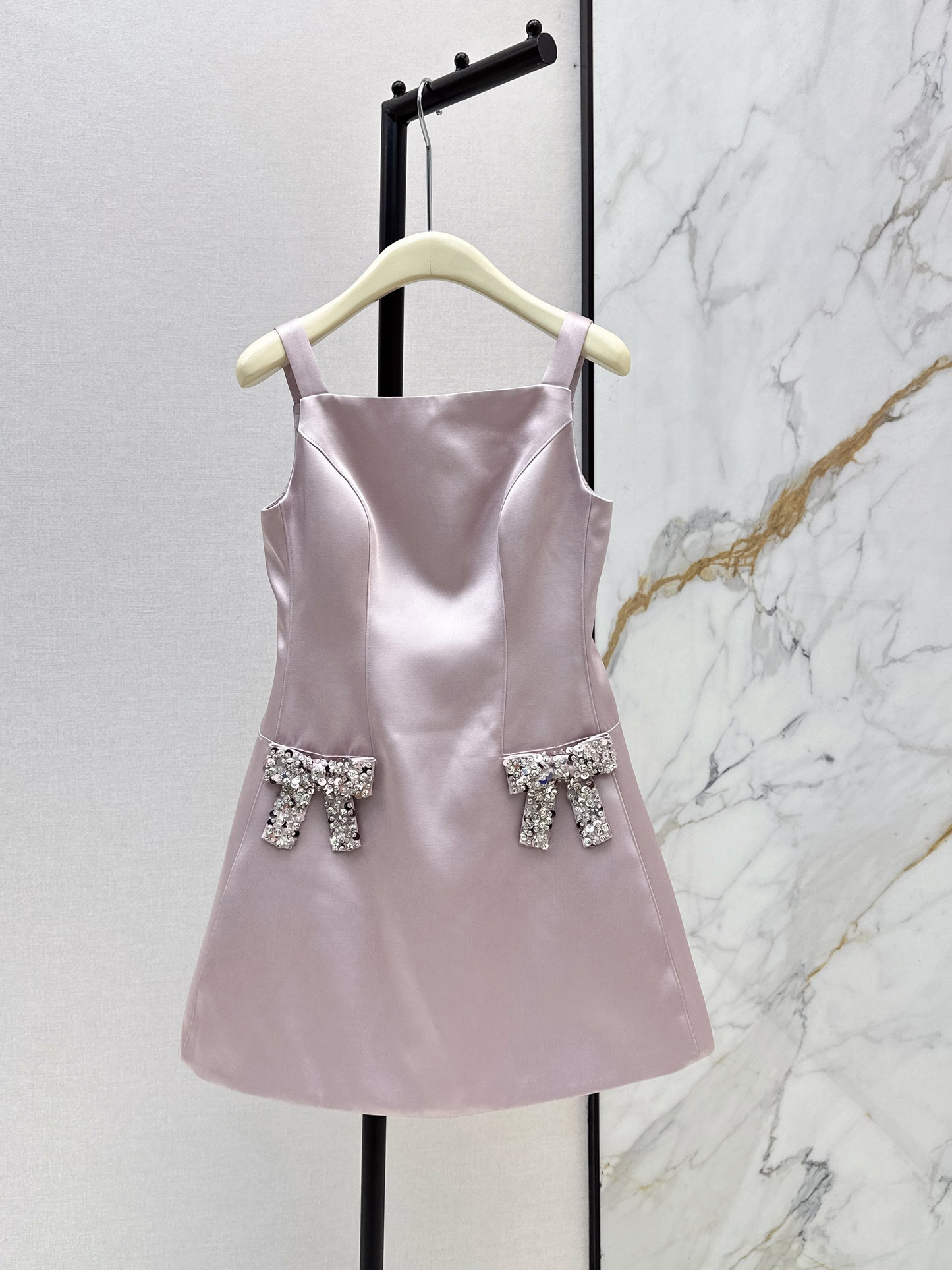 26ss Satin Spaghetti Strap A-Line Dress