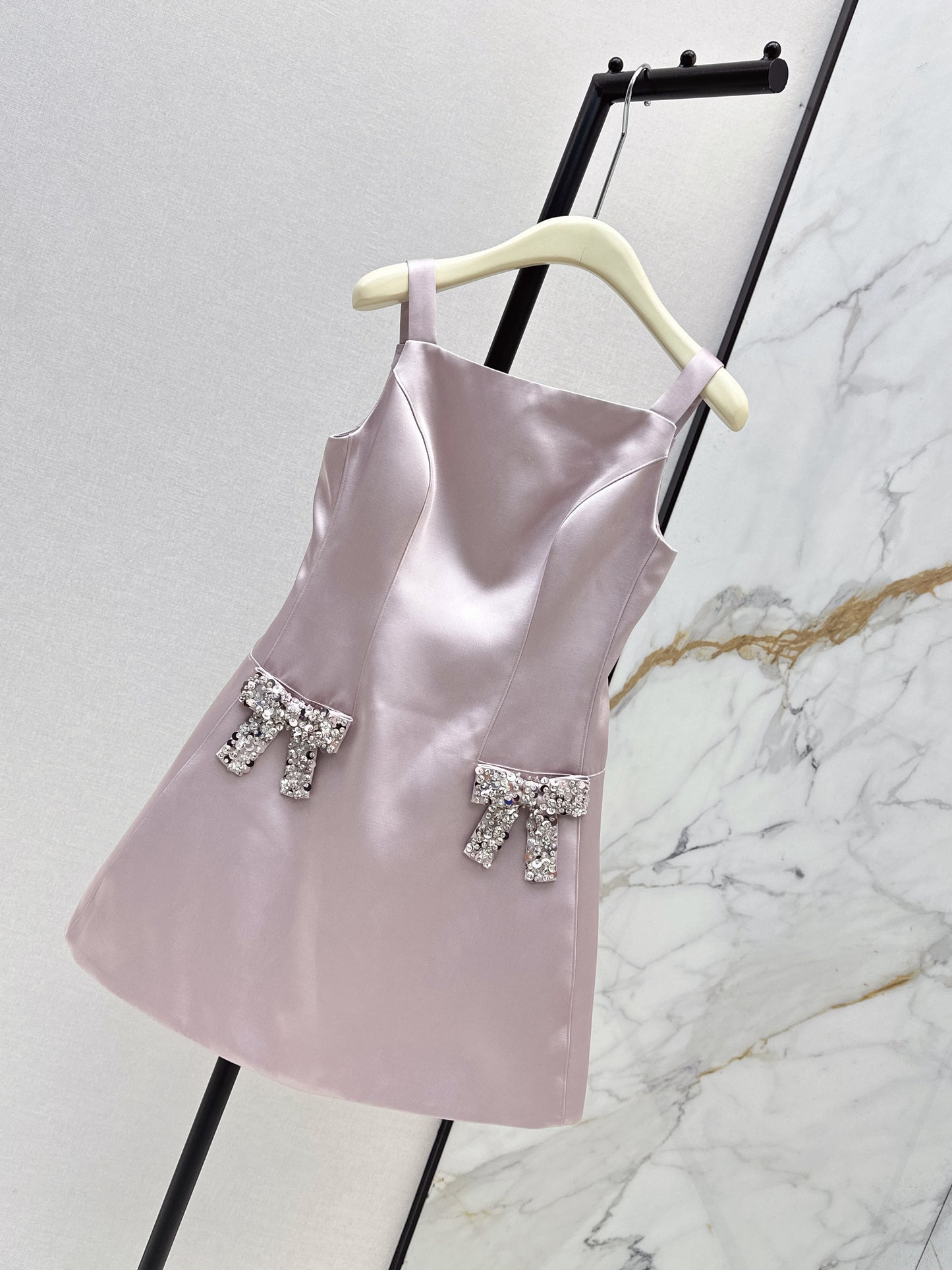 26ss Satin Spaghetti Strap A-Line Dress