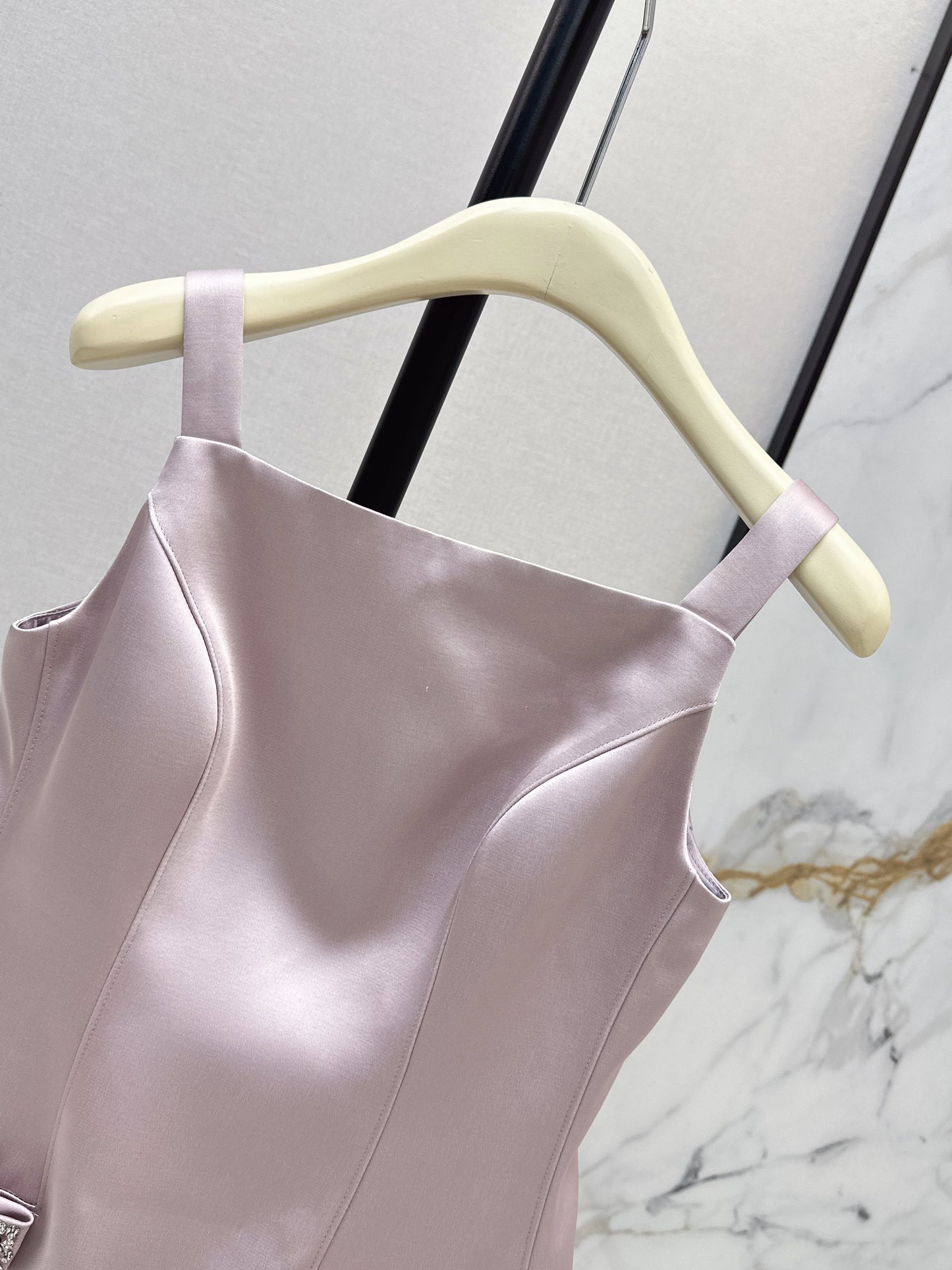26ss Satin Spaghetti Strap A-Line Dress