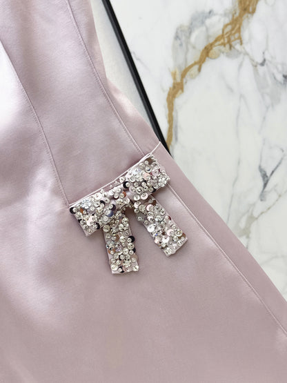26ss Satin Spaghetti Strap A-Line Dress