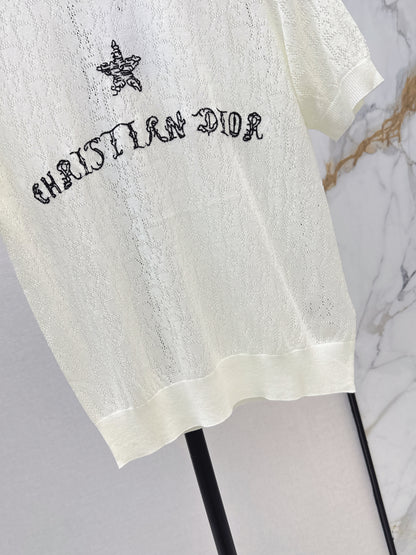 26ss Short-sleeved jacquard knit T-shirt