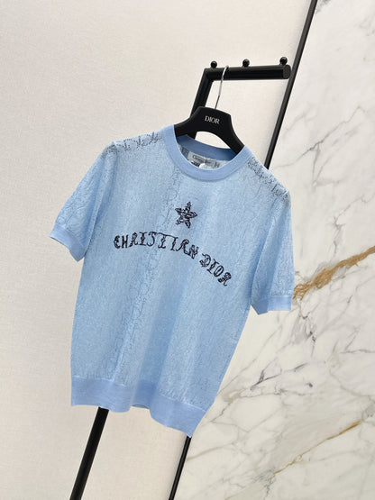 26ss Short-sleeved jacquard knit T-shirt