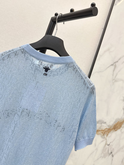 26ss Short-sleeved jacquard knit T-shirt