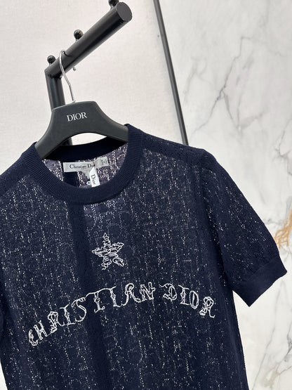 26ss Short-sleeved jacquard knit T-shirt
