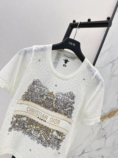 26ss Embroidered Knit T-shirt