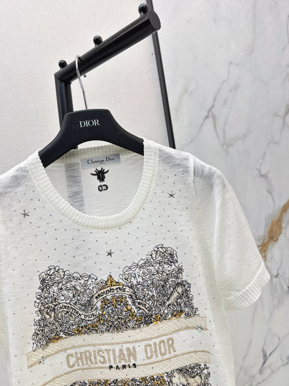 26ss Embroidered Knit T-shirt