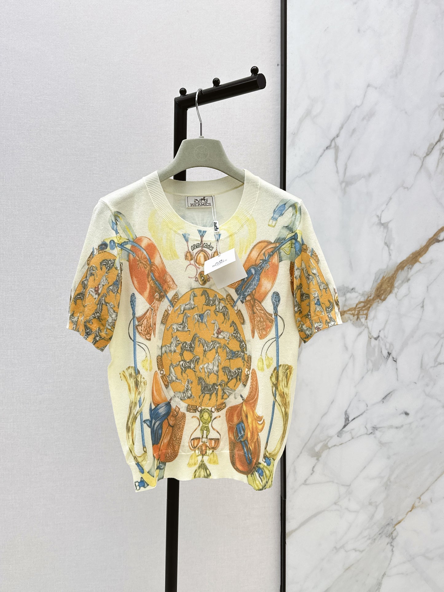 26ss Oil painting pattern knit T-shirt