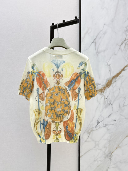 26ss Oil painting pattern knit T-shirt