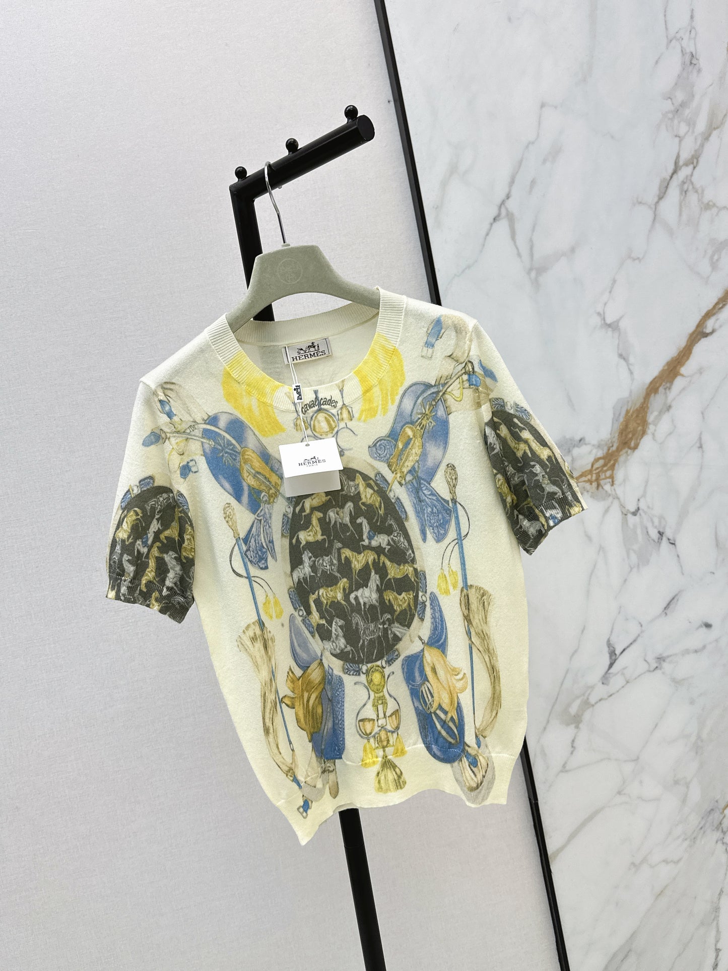 26ss Oil painting pattern knit T-shirt