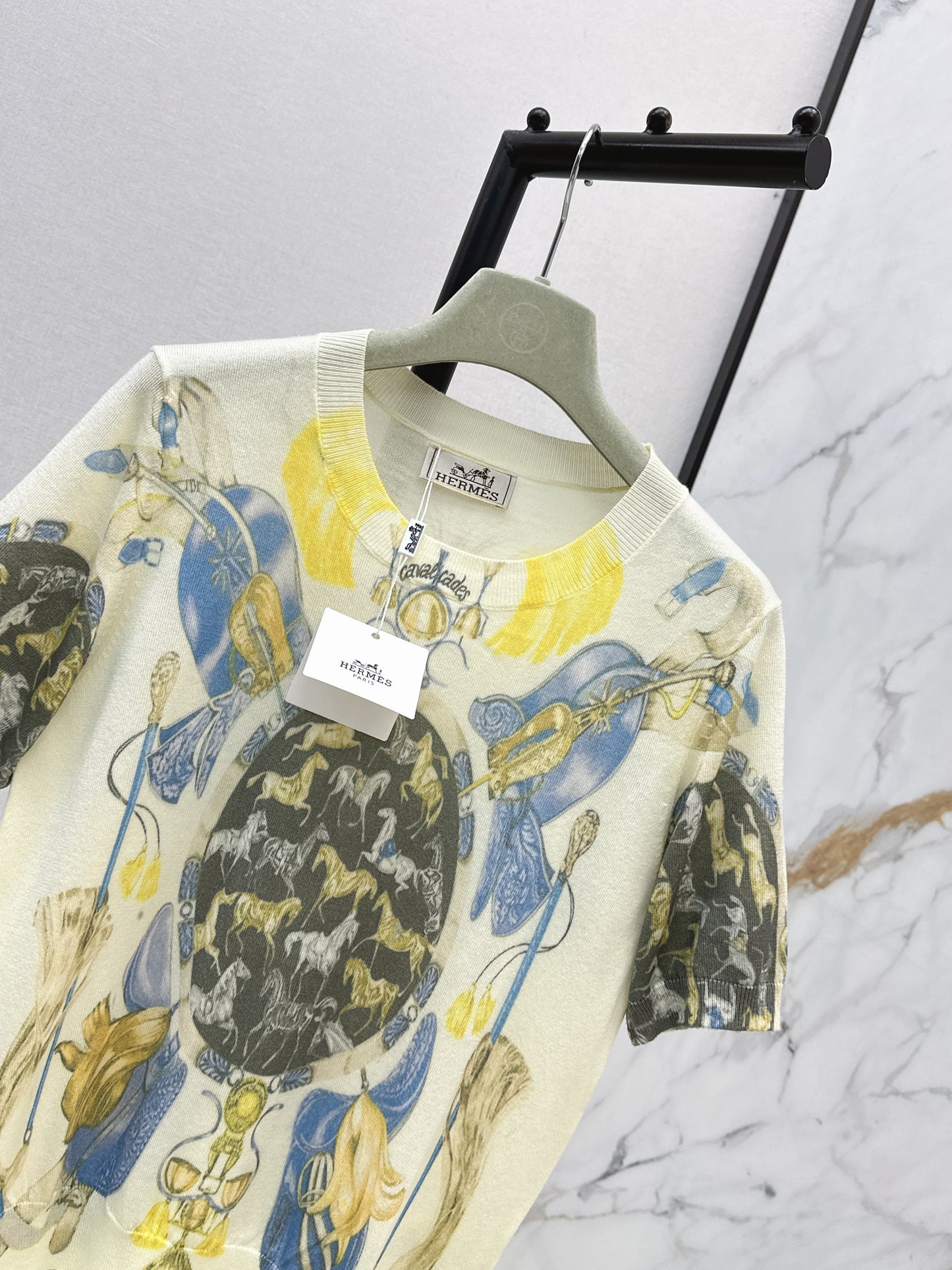 26ss Oil painting pattern knit T-shirt