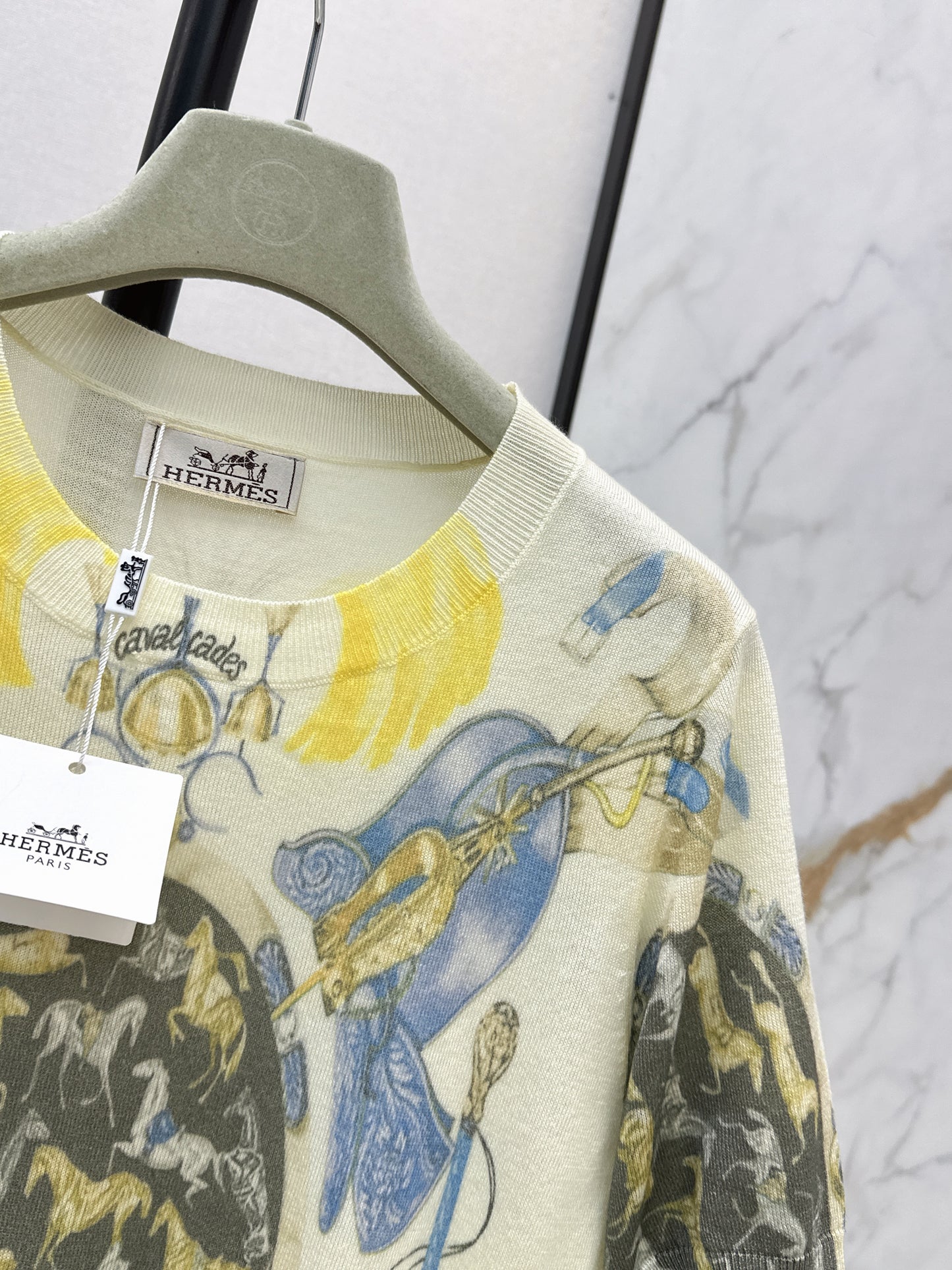 26ss Oil painting pattern knit T-shirt