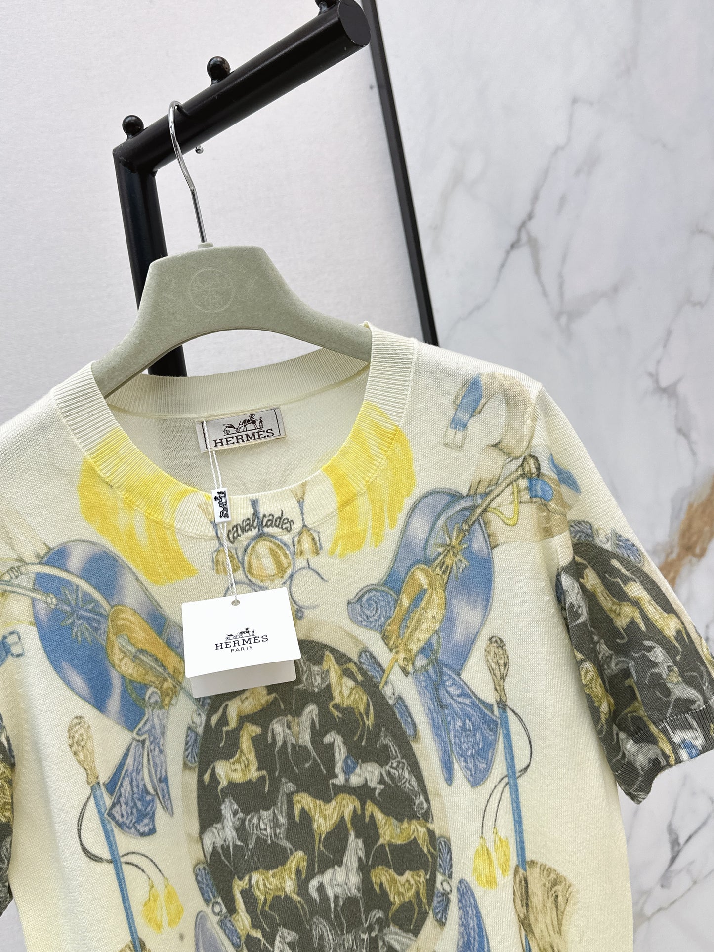 26ss Oil painting pattern knit T-shirt